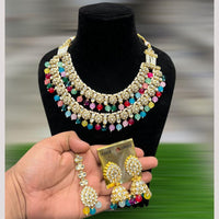 Hira Collections Royal Kundan Stone Beads And Pearl Necklace Set
