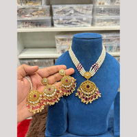 Hira Collections Royal Pota Stone Beads And Pearl Necklace Set