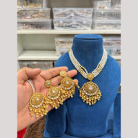 Hira Collections Royal Pota Stone Beads And Pearl Necklace Set