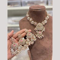 Hira Collections Premium Polki Kundan Stone And Pearl Choker Necklace Set