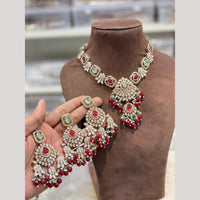 Hira Collections Premium Polki Kundan Stone And Pearl Choker Necklace Set