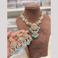 Hira Collections Premium Polki Kundan Stone And Pearl Choker Necklace Set