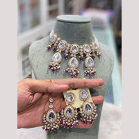 Hira Collections Premium Kundan Stone And Pearl Choker Necklace Set