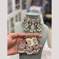 Hira Collections Premium Kundan Stone And Pearl Choker Necklace Set