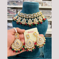 Hira Collections Premium Kundan Stone And Pearl Choker Necklace Set