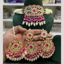 Hira Collections Premium Kundan Stone And Pearl Choker Necklace Set