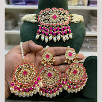Hira Collections Premium Kundan Stone And Pearl Choker Necklace Set