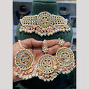 Hira Collections Premium Kundan Stone And Pearl Choker Necklace Set