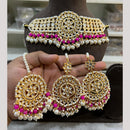 Hira Collections Premium Kundan Stone And Pearl Choker Necklace Set