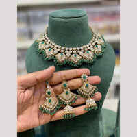Hira Collections Premium Kundan Stone And Pearl Meenakari Choker Necklace Set
