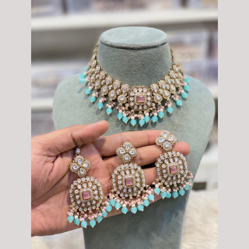 Hira Collections Premium Kundan Stone And Pearl Choker Necklace Set