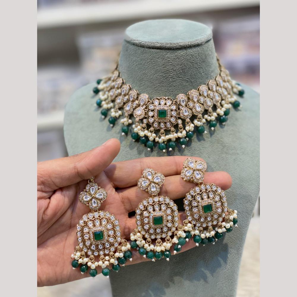 Hira Collections Premium Kundan Stone And Pearl Choker Necklace Set