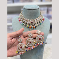 Hira Collections Premium Kundan Stone And Pearl Choker Necklace Set