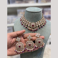 Hira Collections Premium Kundan Stone And Pearl Choker Necklace Set