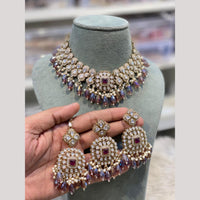 Hira Collections Premium Kundan Stone And Pearl Choker Necklace Set