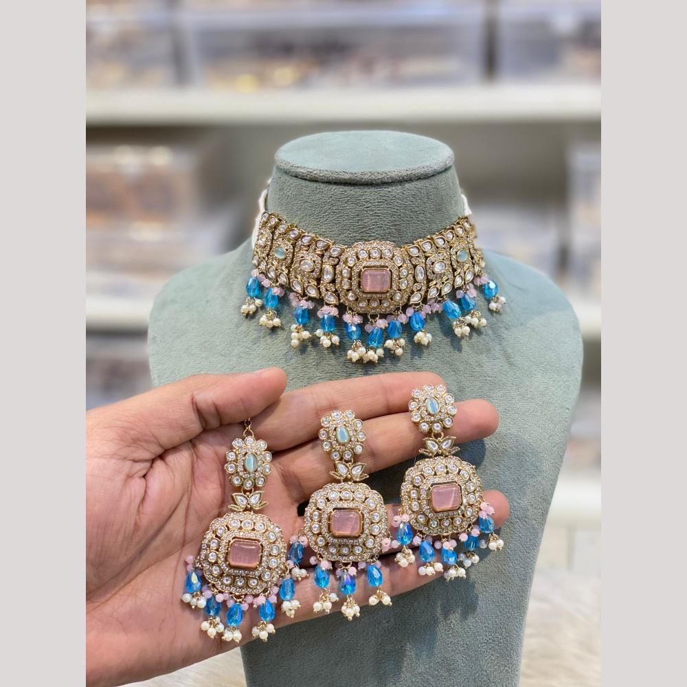 Hira Collections Elegant Pota Stone And Beads Fashion Choker Necklace Set