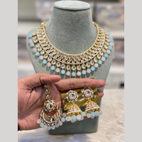 Hira Collections Premium Kundan Stone And Pearl Choker Necklace Set