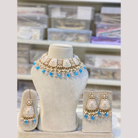 Hira Collections Premium Kundan Stone And Pearl Meenakari Choker Necklace Set