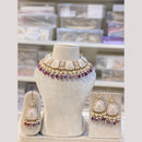 Hira Collections Premium Kundan Stone And Pearl Meenakari Choker Necklace Set