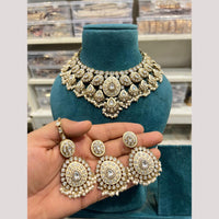 Hira Collections Premium Kundan Stone And Pearl Meenakari Choker Necklace Set