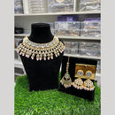 Hira Collections Premium Kundan Stone Beads And Pearl Choker Necklace Set