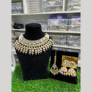Hira Collections Premium Kundan Stone Beads And Pearl Choker Necklace Set