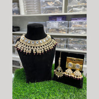 Hira Collections Premium Kundan Stone Beads And Pearl Choker Necklace Set