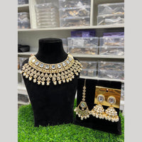 Hira Collections Premium Kundan Stone Beads And Pearl Choker Necklace Set
