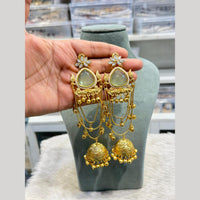 Hira Collections Grand Crystal Stone And Pearl Ghungroo Jhumki Earrings