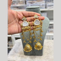 Hira Collections Grand Crystal Stone And Pearl Ghungroo Jhumki Earrings