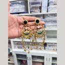 Hira Collections Vintage Pota Stone And Ghungroo Designer Dangler Earrings