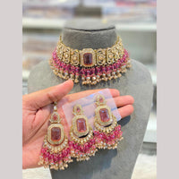 Hira Collections Exclusive Crystal Stone Beads And Pearl Choker Necklace Set