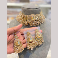 Hira Collections Exclusive Crystal Stone Beads And Pearl Choker Necklace Set