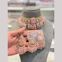 Hira Collections Exclusive Crystal Stone Beads And Pearl Choker Necklace Set