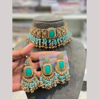 Hira Collections Exclusive Crystal Stone Beads And Pearl Choker Necklace Set