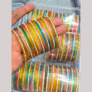 Hira Collections Decorative Austrian Stone Colorful Galss Bangles Set