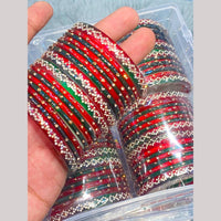 Hira Collections Decorative Austrian Stone Colorful Galss Bangles Set