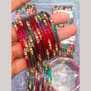 Hira Collections Decorative Austrian Stone Colorful Galss Bangles Set