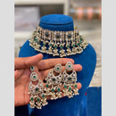 Hira Collections Premium Polki Kundan Stone And Pearl Choker Necklace Set
