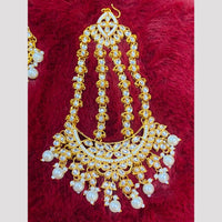 Hira Collections Statement Kundan Stone Pearl Passa for Women /Designer Hair Accessory