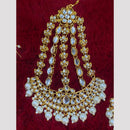 Hira Collections Statement Kundan Stone Pearl Passa for Women /Designer Hair Accessory