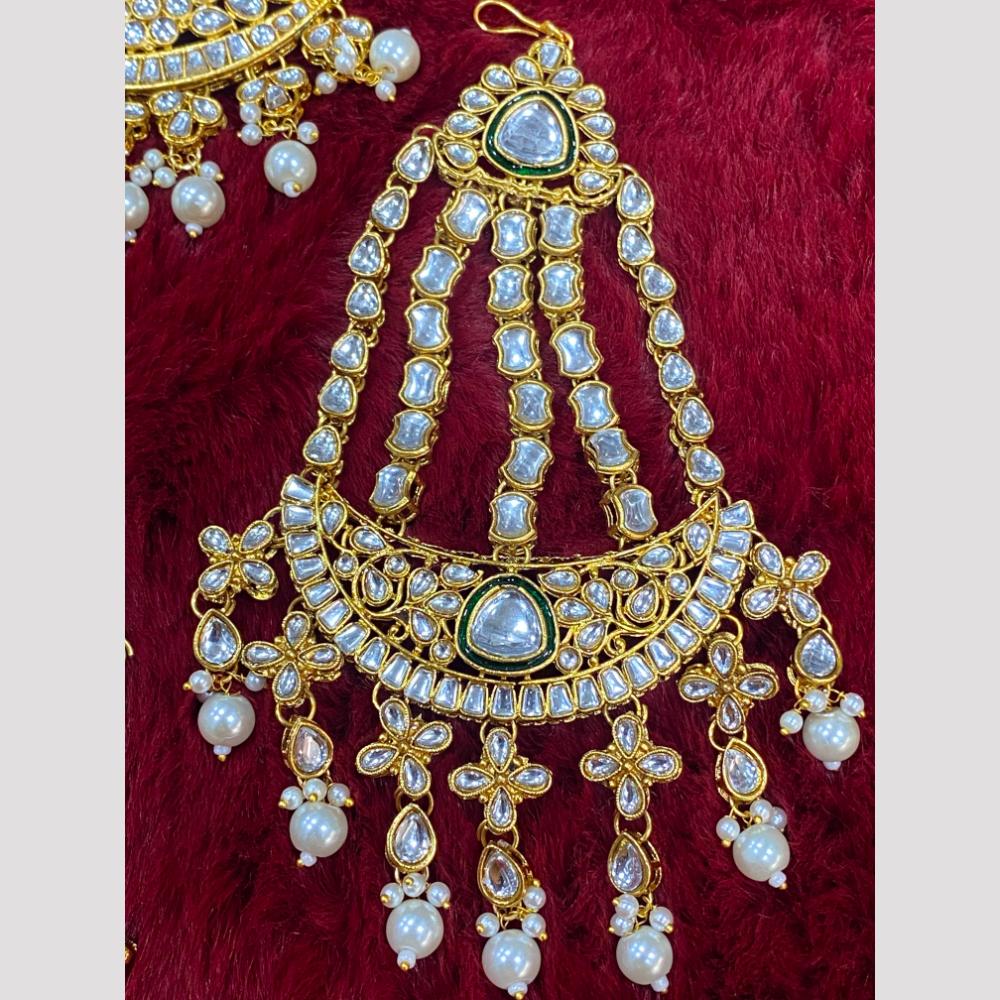 Hira Collections Statement Kundan Stone Pearl Passa for Women /Designer Hair Accessory