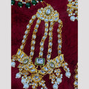 Hira Collections Statement Kundan Stone Pearl Passa for Women /Designer Hair Accessory