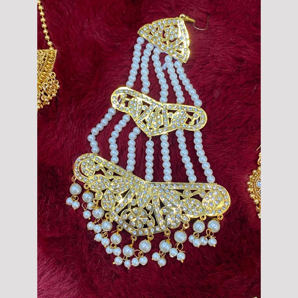 Hira Collections Statement Kundan Stone Pearl Passa for Women /Designer Hair Accessory