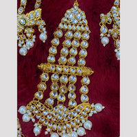 Hira Collections Statement Kundan Stone Pearl Passa for Women /Designer Hair Accessory