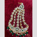 Hira Collections Statement Kundan Stone Pearl Passa for Women /Designer Hair Accessory