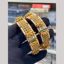 Hira Collections Premium Pota Stone And Pearl Bangles Set