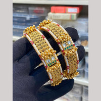 Hira Collections Premium Pota Stone And Pearl Bangles Set