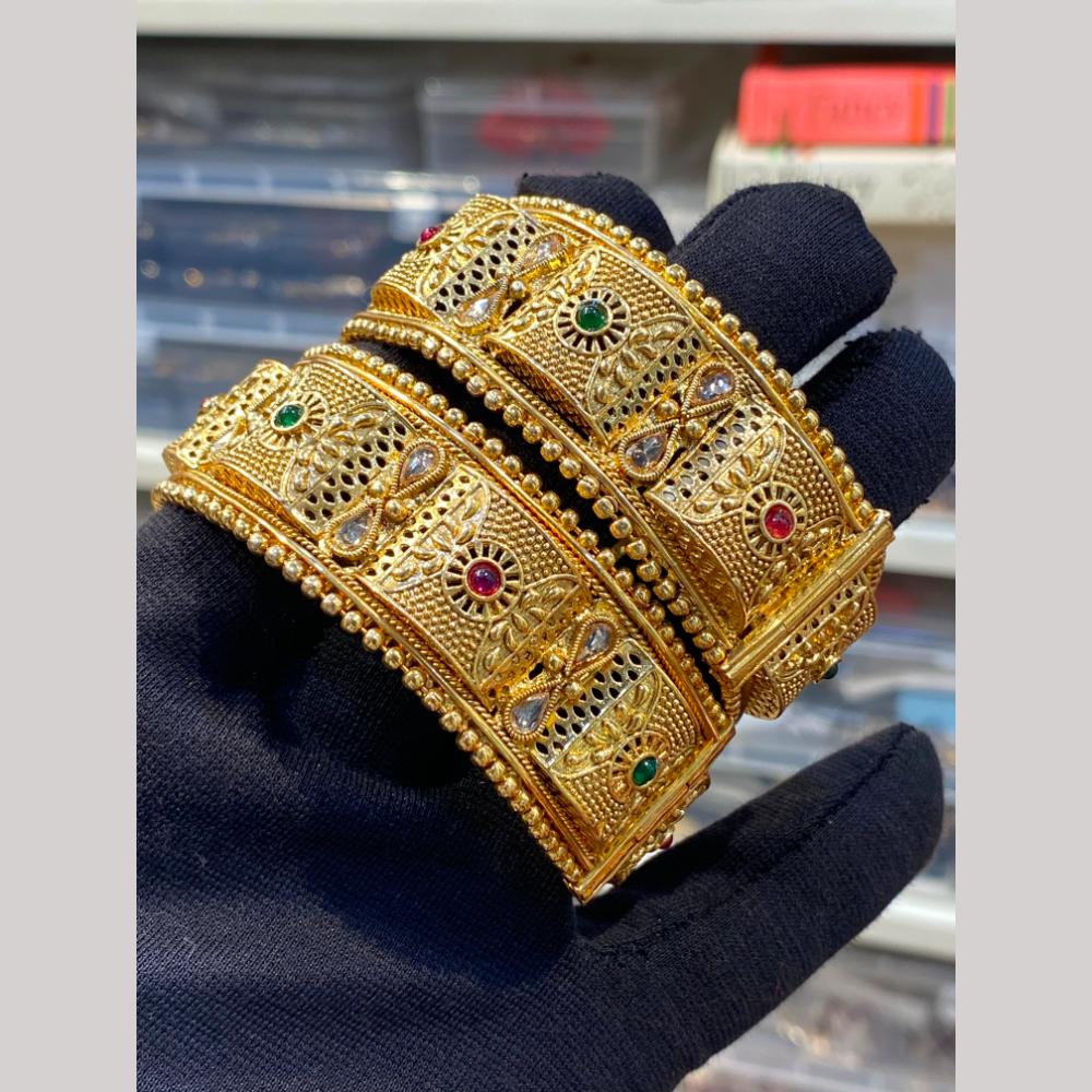 Hira Collections Premium Pota Stone Openable Bangles Set