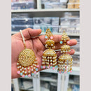 Hira Collections Stylish Beads And Pearl Jhumki Earrings With Maang Tikka
